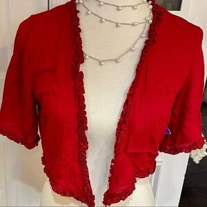 Staud red wrap top, size small